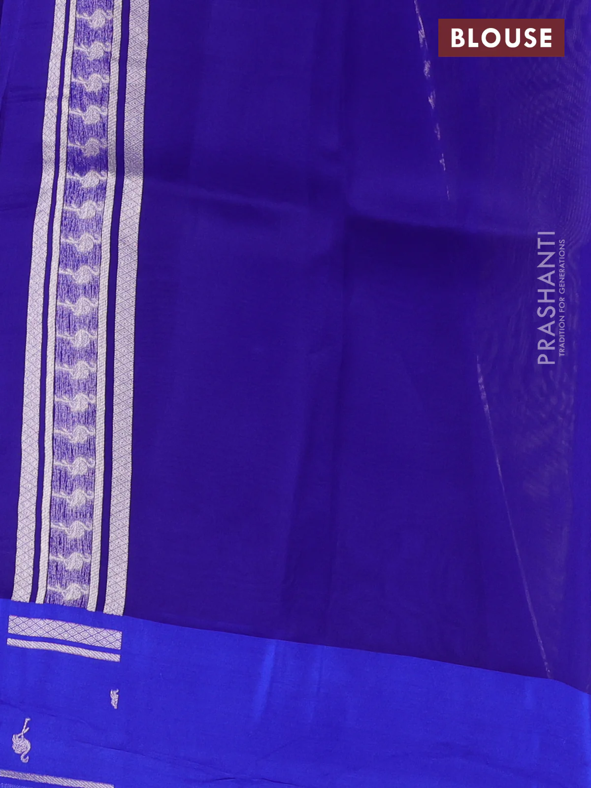 Banarasi katan silk saree blue with allover zari woven brocade weaves and zari woven butta border - Image 3