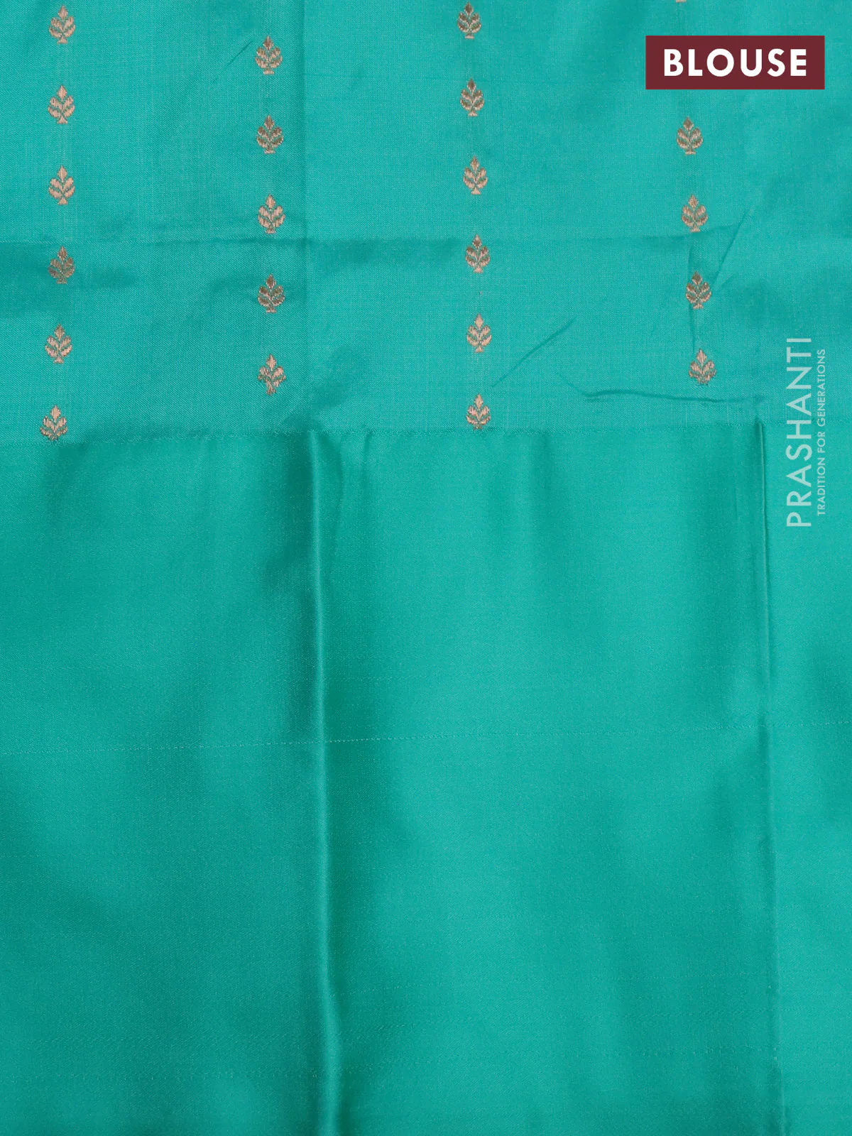 Banarasi katan silk saree dual shade of green and teal green with zari woven buttas and zari woven border - Image 4