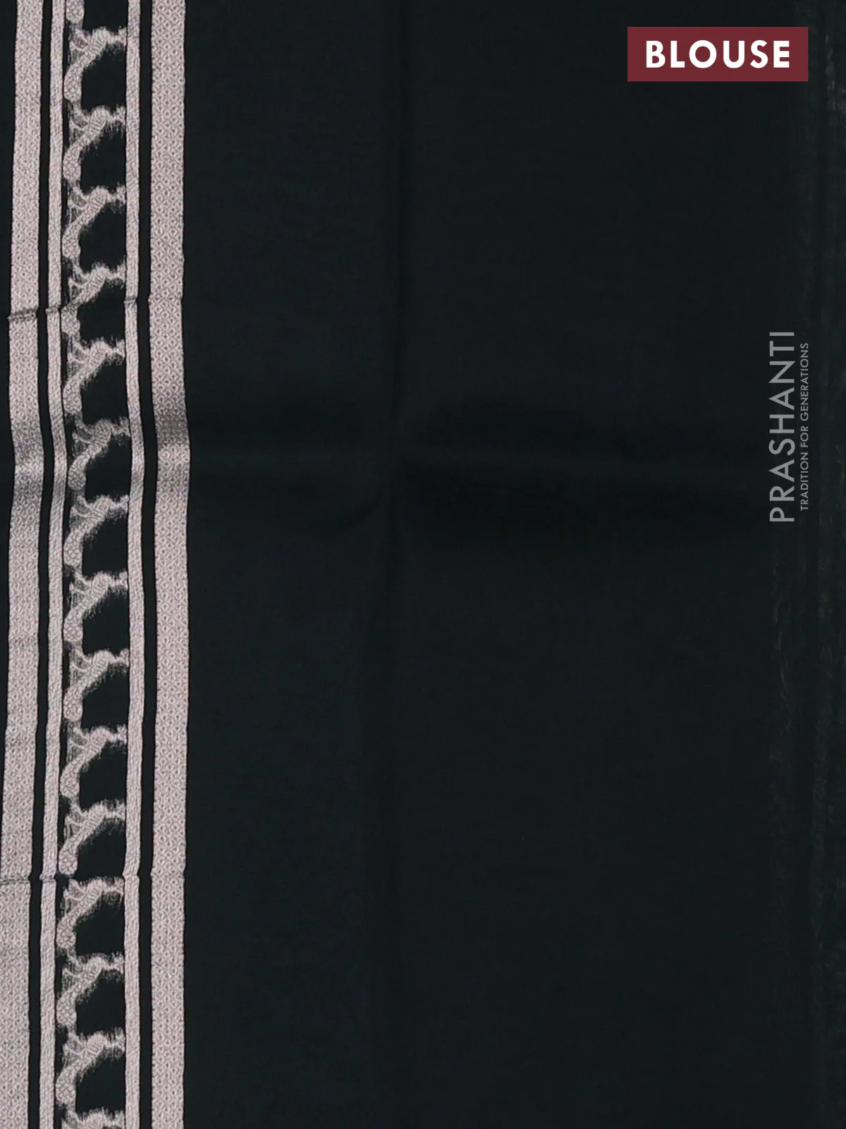 Banarasi katan silk saree green with allover silver zari woven brocade weaves and zari woven butta border - Image 3