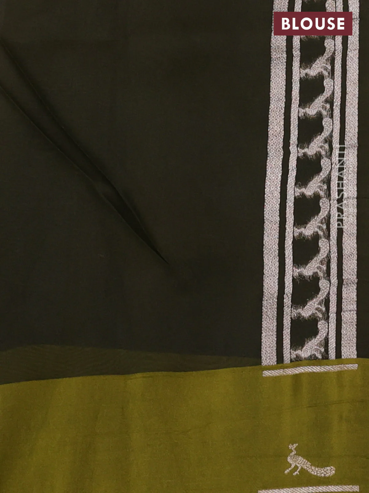 Banarasi katan silk saree mehendi green with allover zari woven brocade weaves and zari woven butta border - Image 3