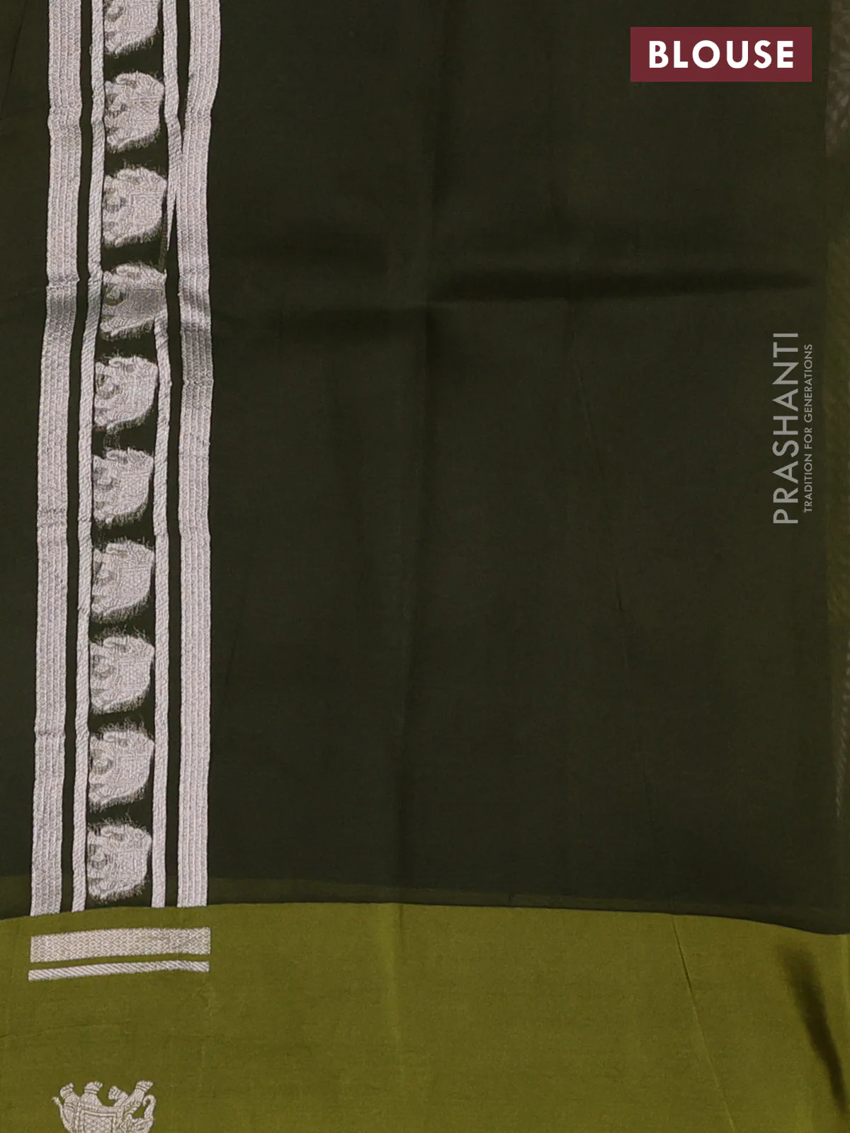 Banarasi katan silk saree mehendi green with allover zari woven brocade weaves and zari woven butta border - Image 3