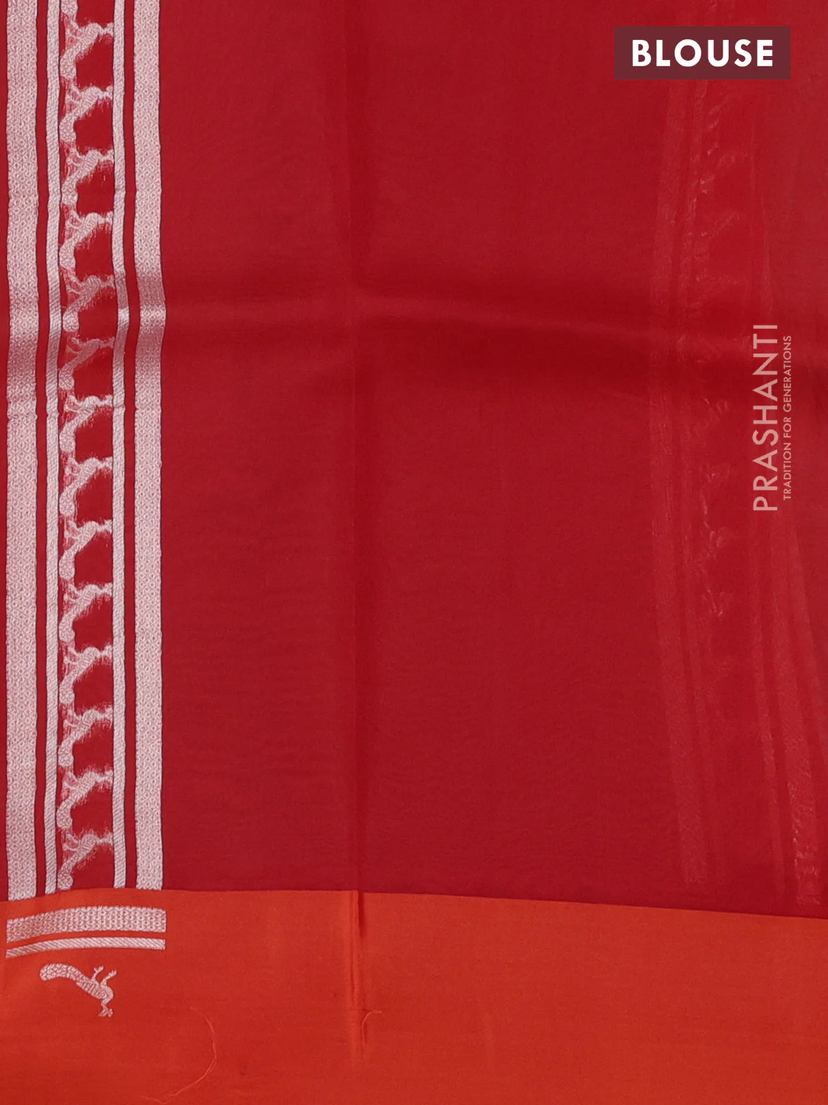 Banarasi katan silk saree orange with allover zari woven brocade weaves and zari woven butta border - Image 3