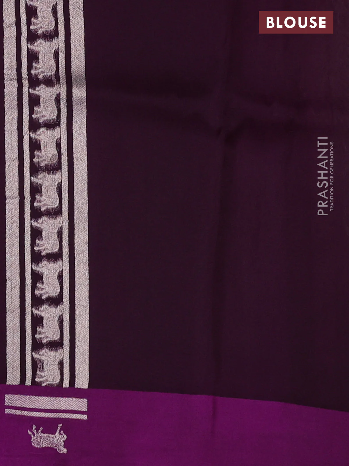 Banarasi katan silk saree purple with allover silver zari woven brocade weaves and zari woven butta border - Image 3