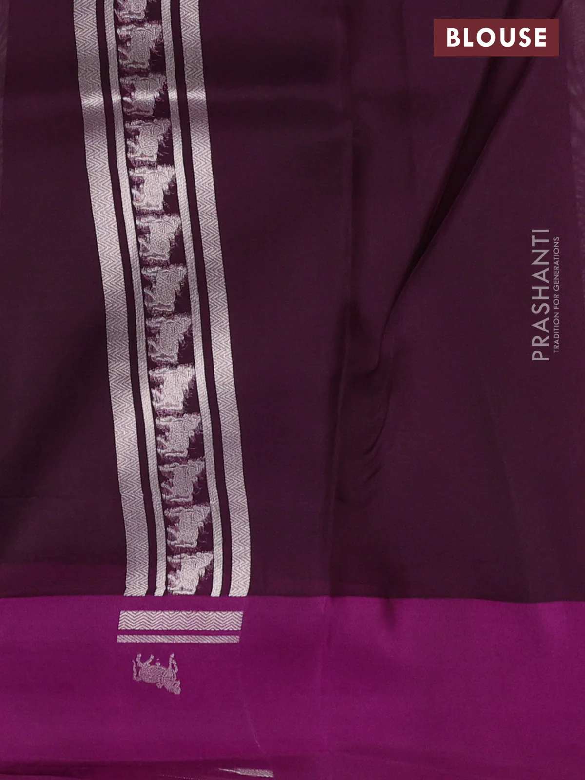 Banarasi katan silk saree purple with allover silver zari woven brocade weaves and zari woven butta border - Image 3