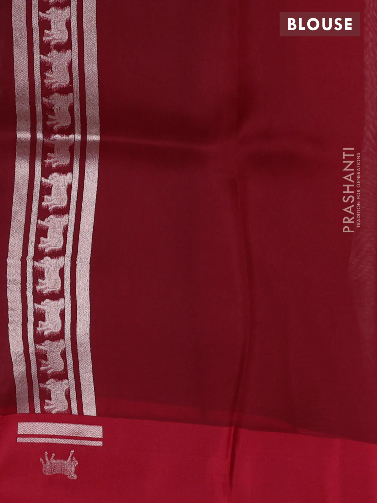 Banarasi katan silk saree red with allover silver zari woven brocade weaves and zari woven butta border - Image 3