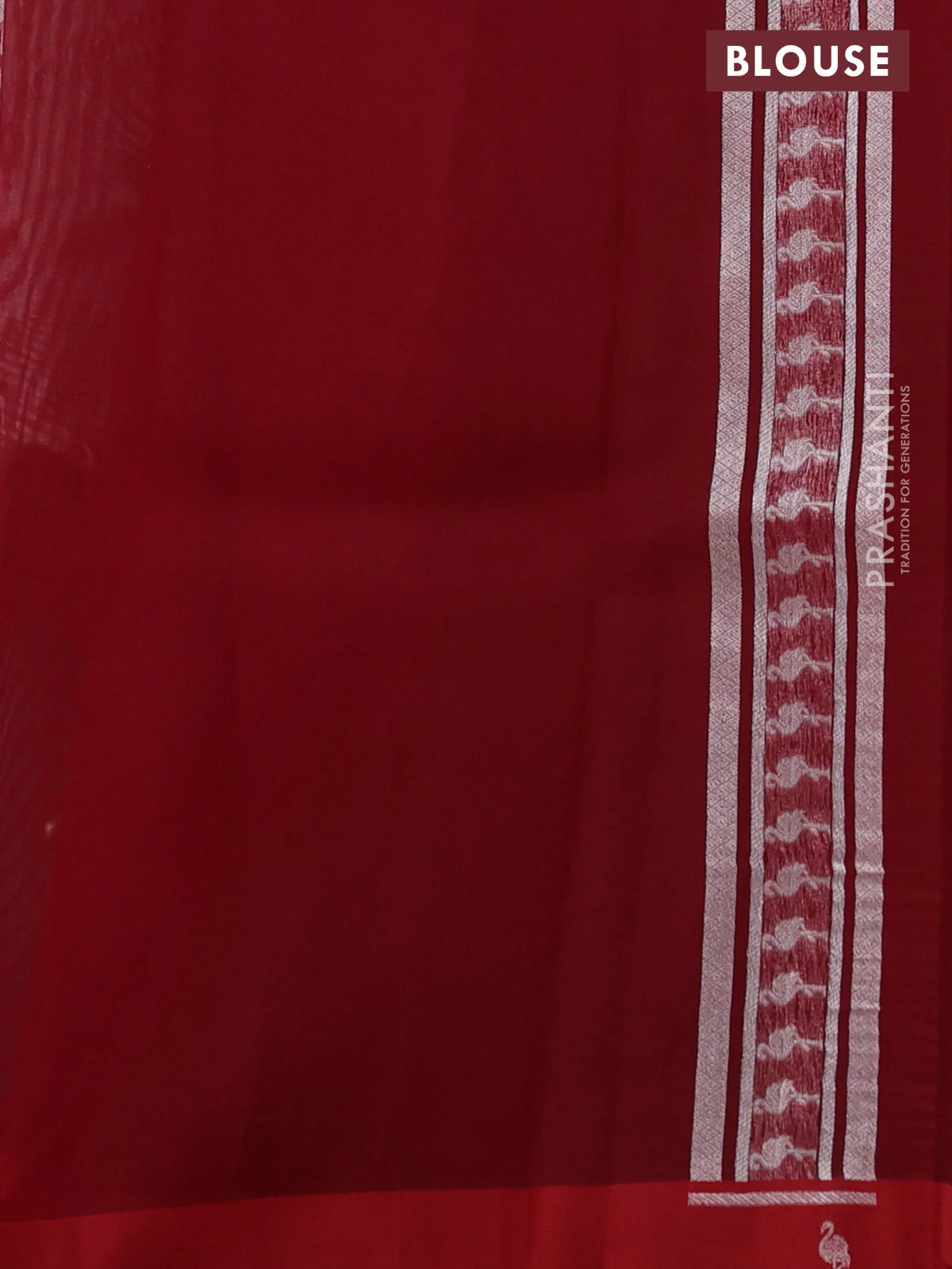 Banarasi katan silk saree red with allover zari woven brocade weaves and zari woven butta border - Image 3