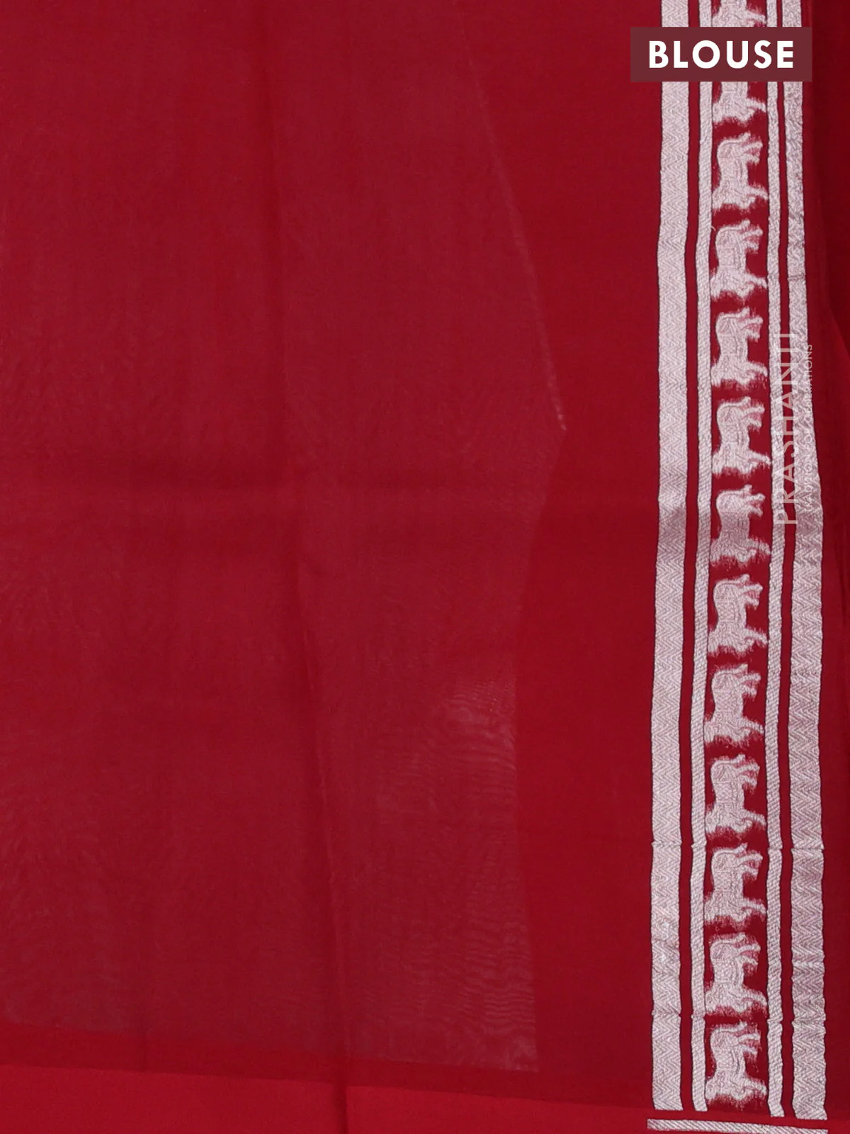 Banarasi katan silk saree red with allover zari woven brocade weaves and zari woven butta border - Image 3