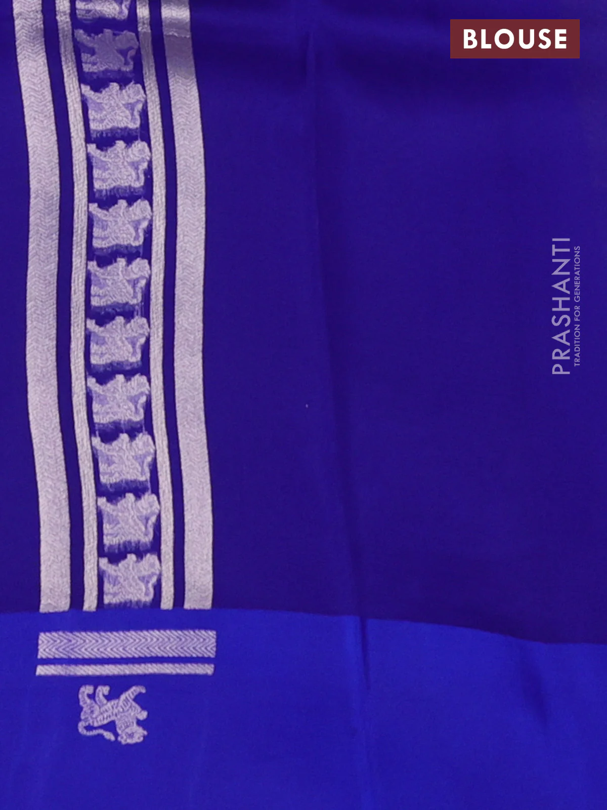 Banarasi katan silk saree royal blue with allover zari woven brocade weaves and zari woven butta border - Image 3