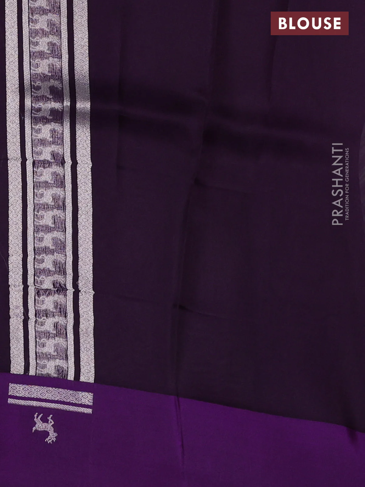 Banarasi katan silk saree violet with allover silver zari woven brocade weaves and zari woven butta border - Image 3