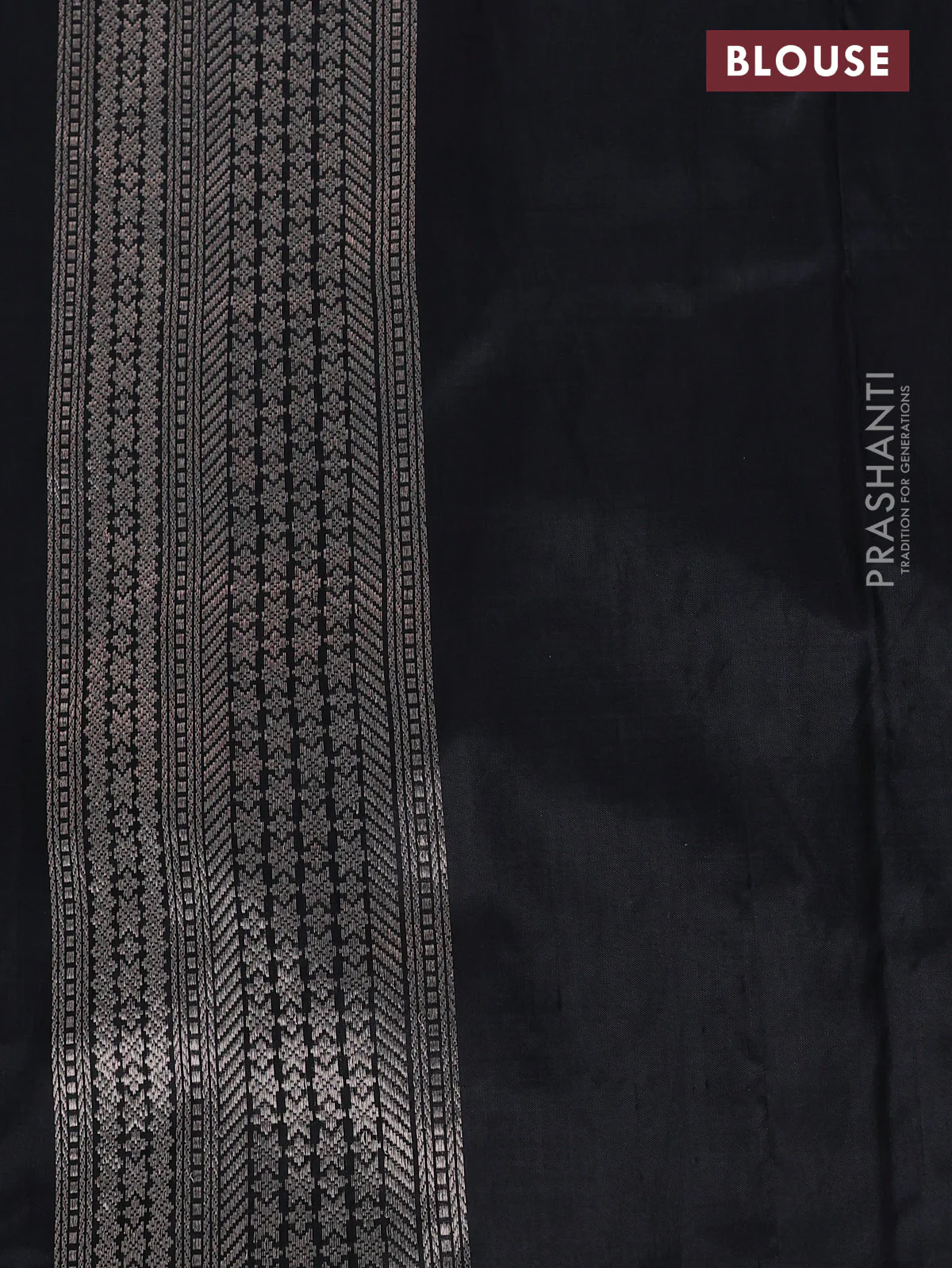 Banarasi katan tissue silk saree black with allover zari weaves and long thread & zari woven border - Image 11