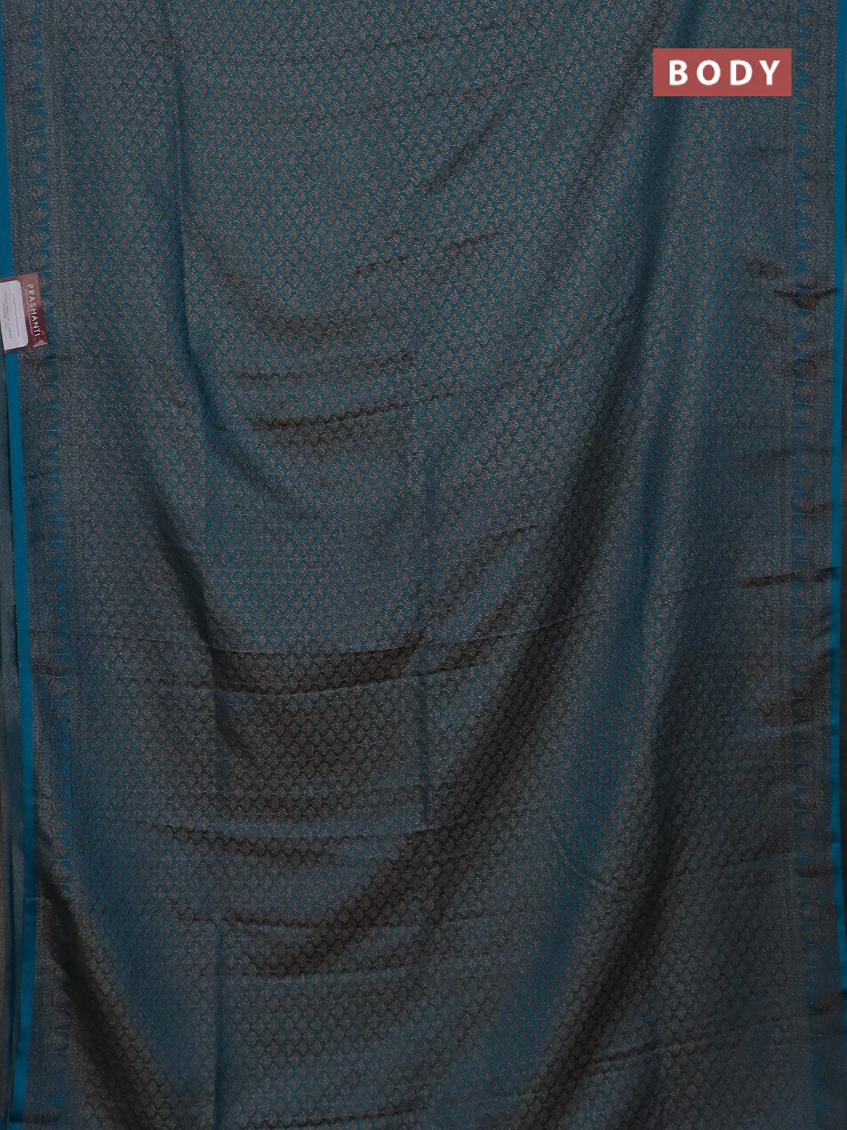Banarasi mushru saree teal blue with allover thread & zari weaves and woven border - Image 2