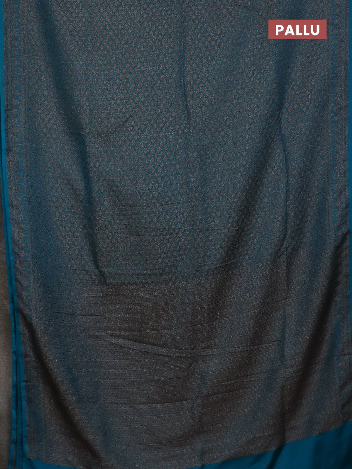 Banarasi mushru saree teal blue with allover thread & zari weaves and woven border - Image 3