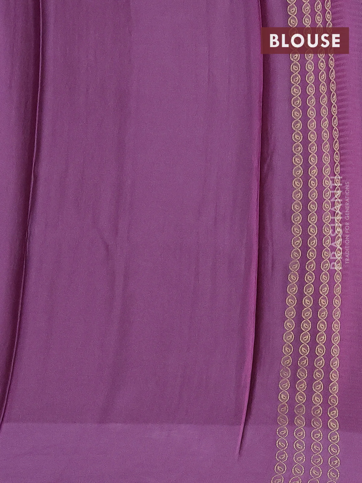 Banarasi mushru silk saree lavender with allover stripes pattern & zari weaves and satin border - Image 3