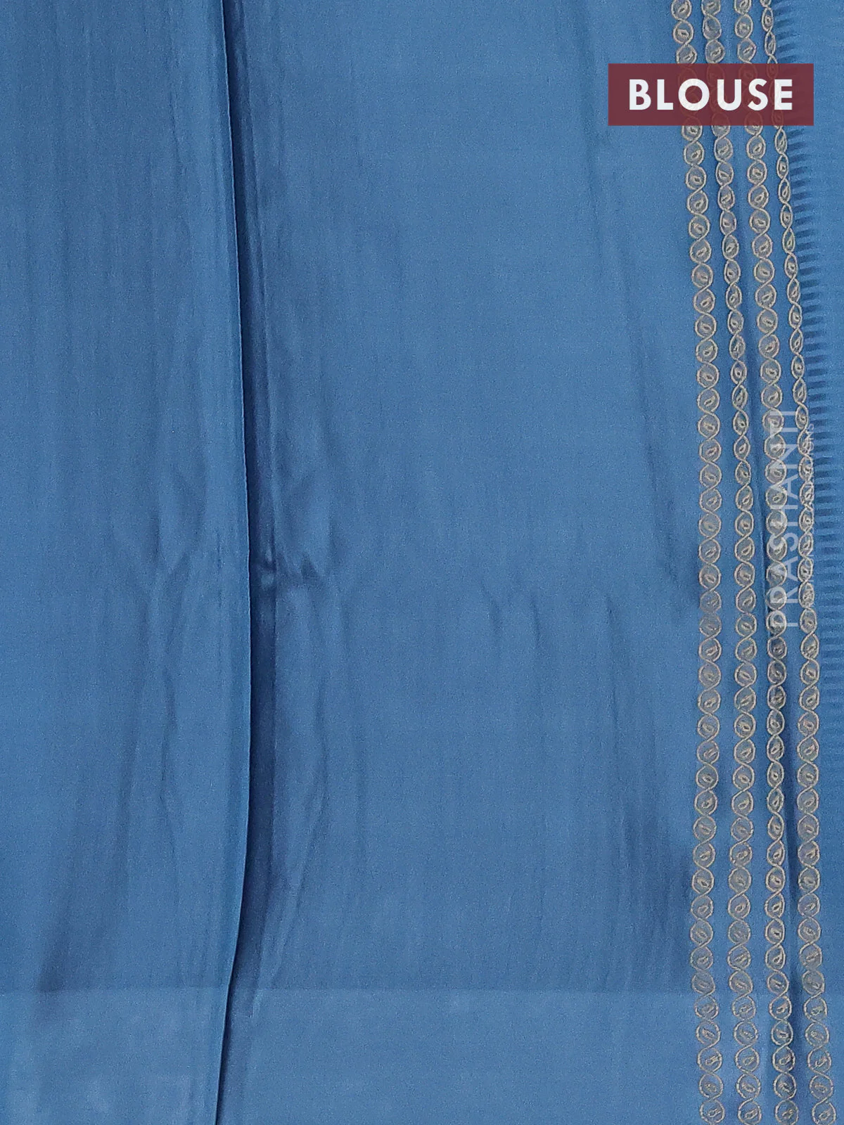 Banarasi mushru silk saree light blue with allover stripes pattern & zari weaves and satin border - Image 3