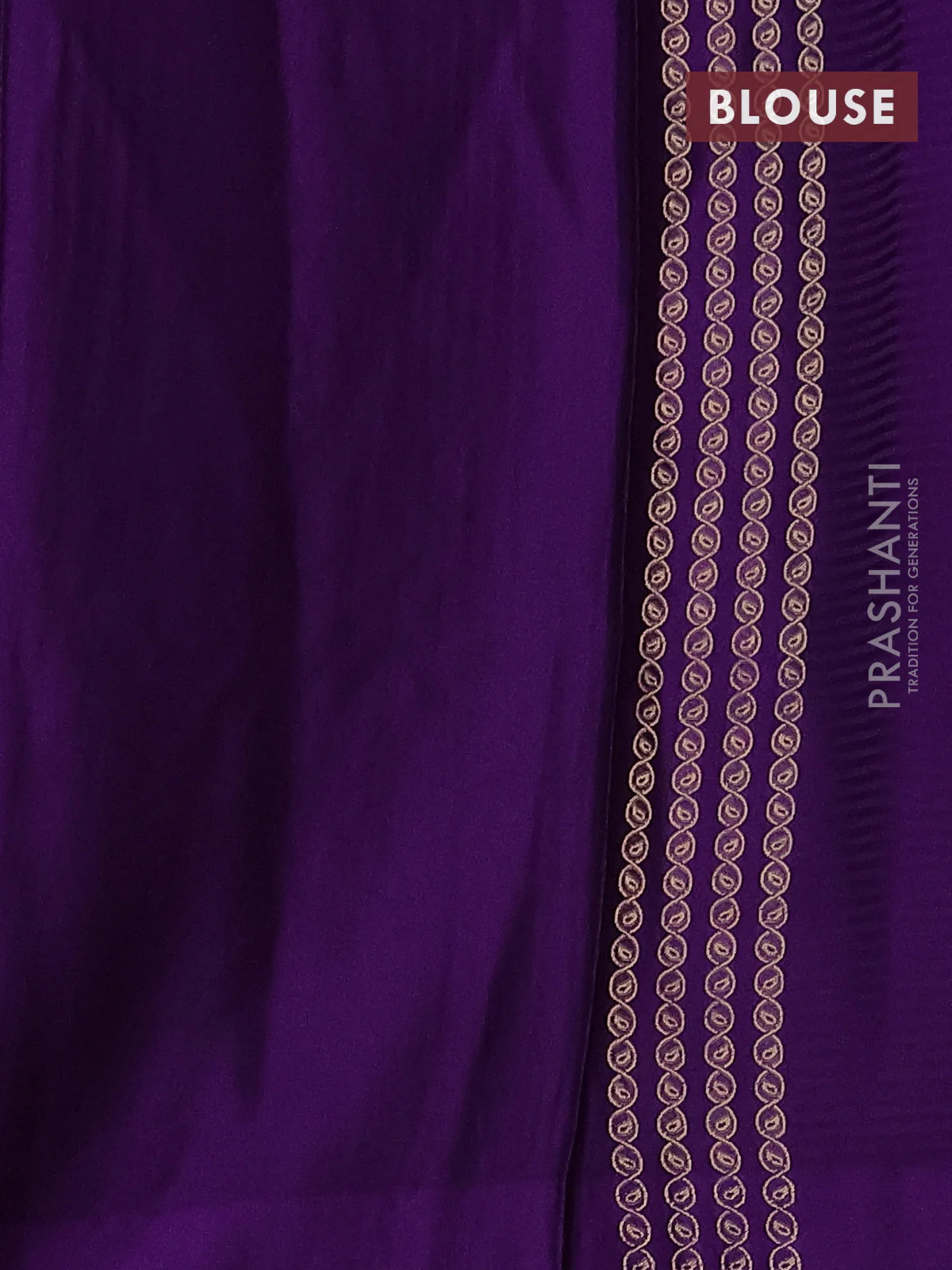 Banarasi mushru silk saree violet with allover stripes pattern & zari weaves and satin border - Image 3
