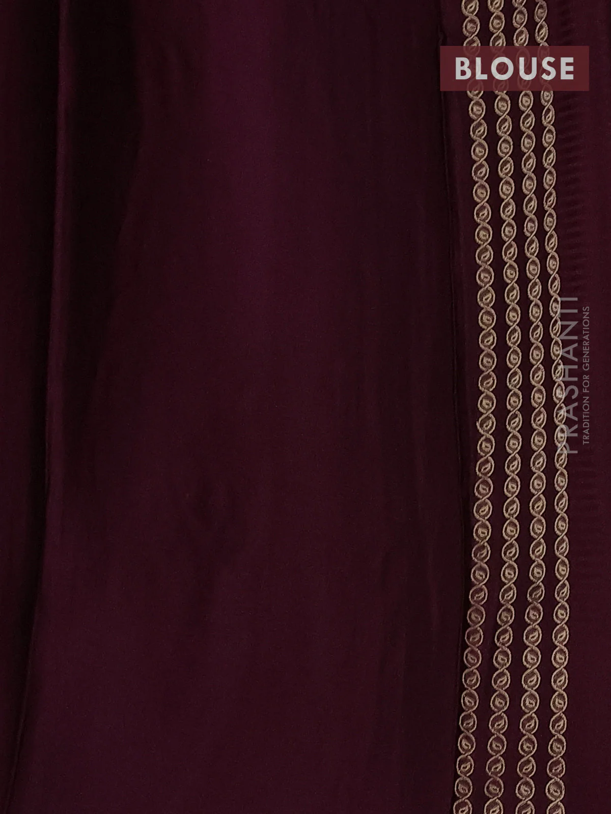 Banarasi mushru silk saree wine shade with allover stripes pattern & zari weaves and satin border - Image 3