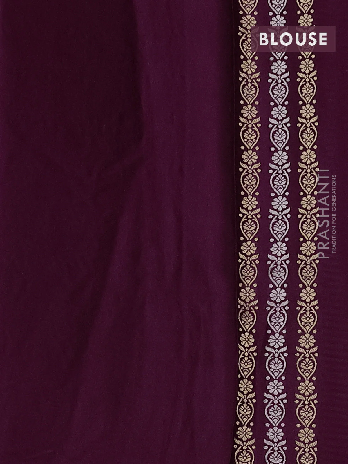 Banarasi mushru silk saree wine shade with allover stripes pattern & zari weaves and satin border - Image 3