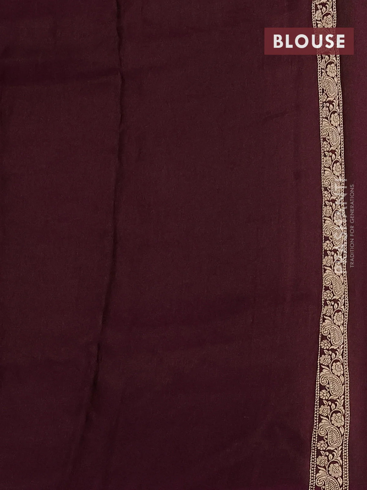 Banarasi mushru silk saree wine shade with allover zari weaves and zari woven border - Image 3