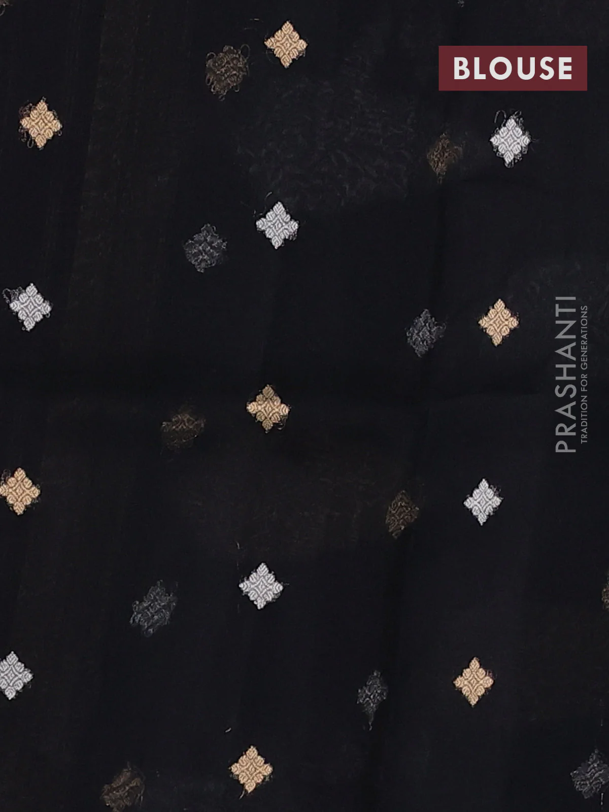 Banarasi organza silk saree black with allover silver & gold zari weaves and simple border - Image 3