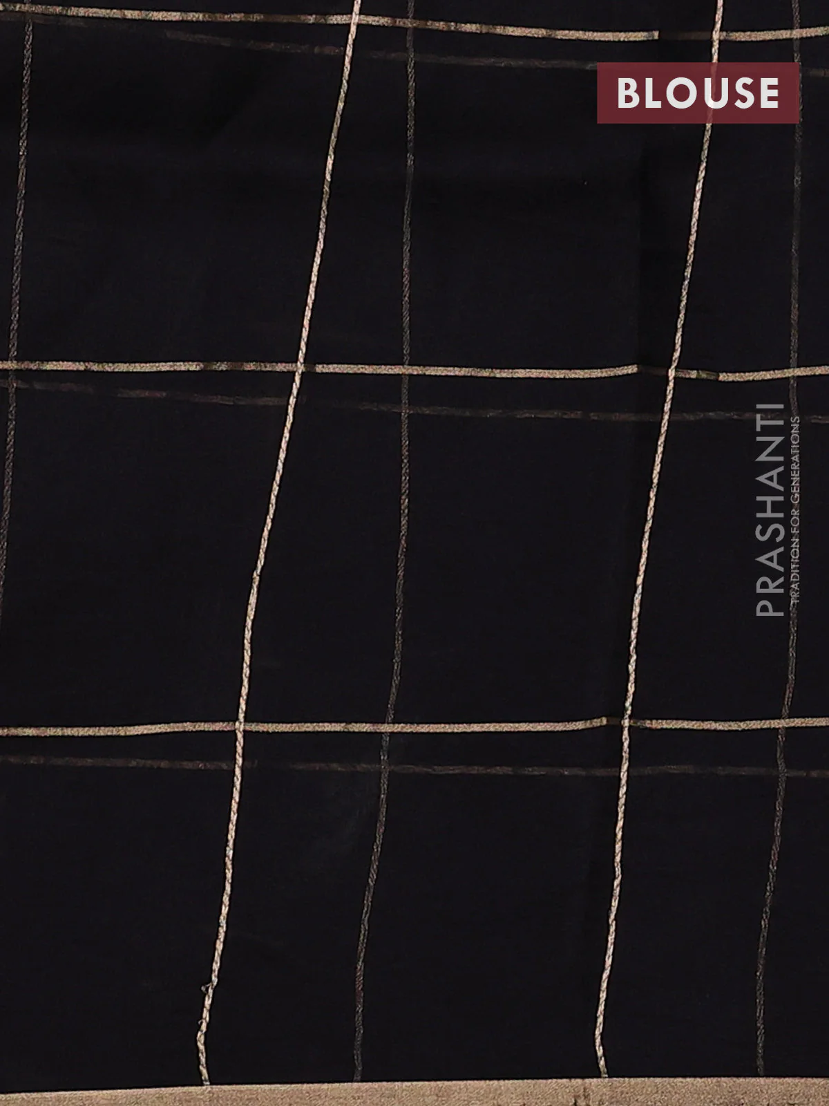 Banarasi organza silk saree black with allover zari checks & buttas and zari woven border - Image 3