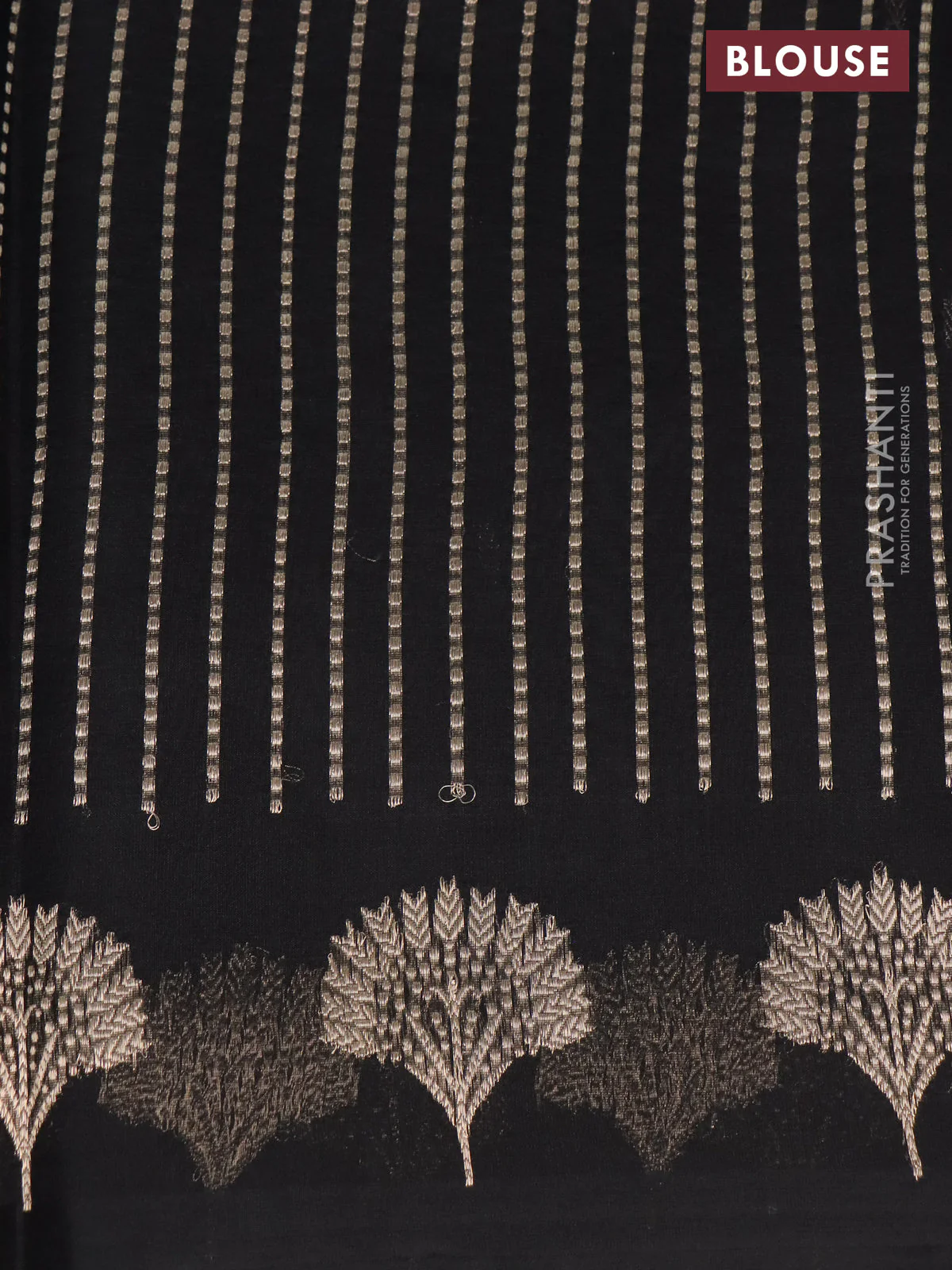 Banarasi organza silk saree black with zari woven buttas and zari woven border - Image 3