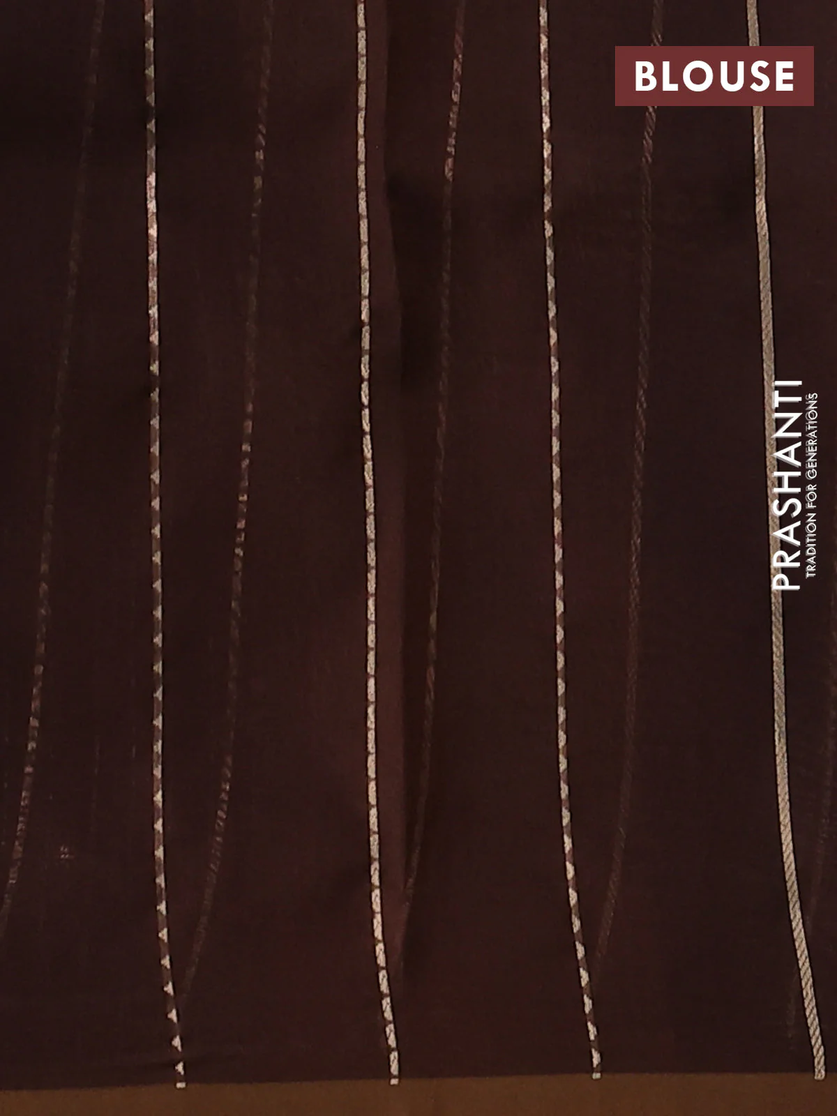 Banarasi organza silk saree coffee brown with zari woven buttas and piping border - Image 3