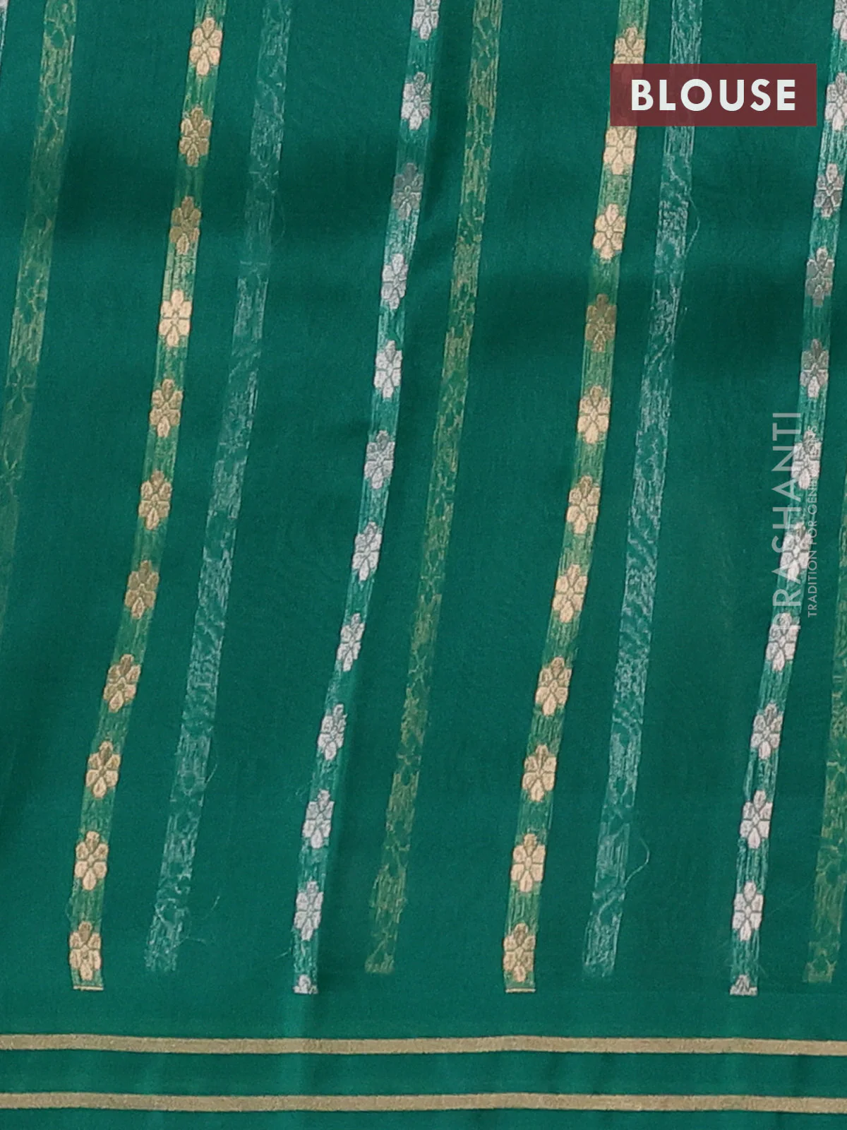 Banarasi organza silk saree green shade with zari woven buttas and zari woven border - Image 3