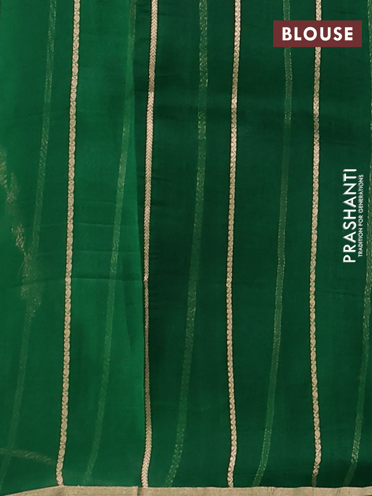 Banarasi organza silk saree green with allover silver & gold zari weaves and zari woven border - Image 3