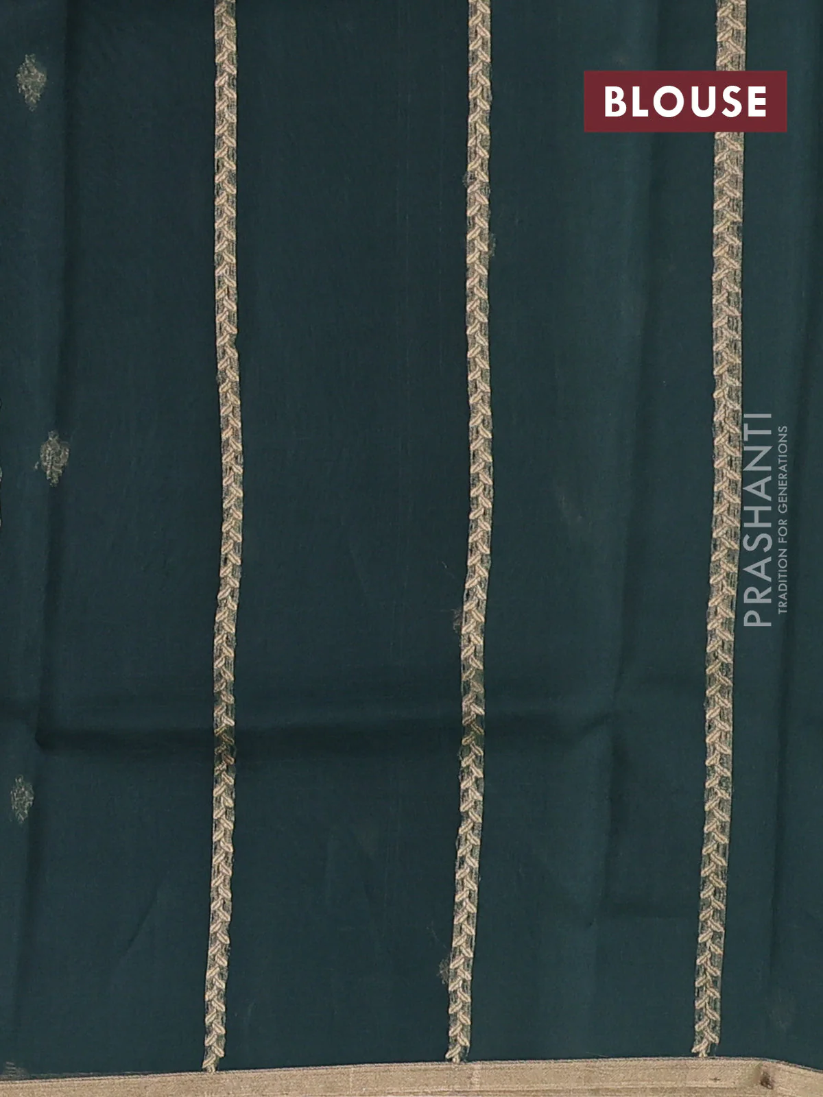 Banarasi organza silk saree greyish green with zari woven buttas and zari woven piping border - Image 3