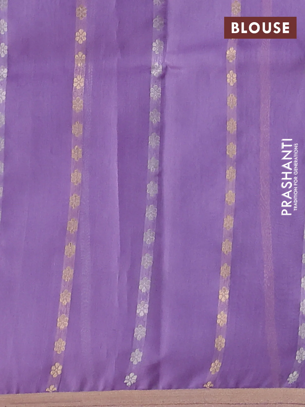 Banarasi organza silk saree lavender with allover silver & zari weaves and zari woven border - Image 3