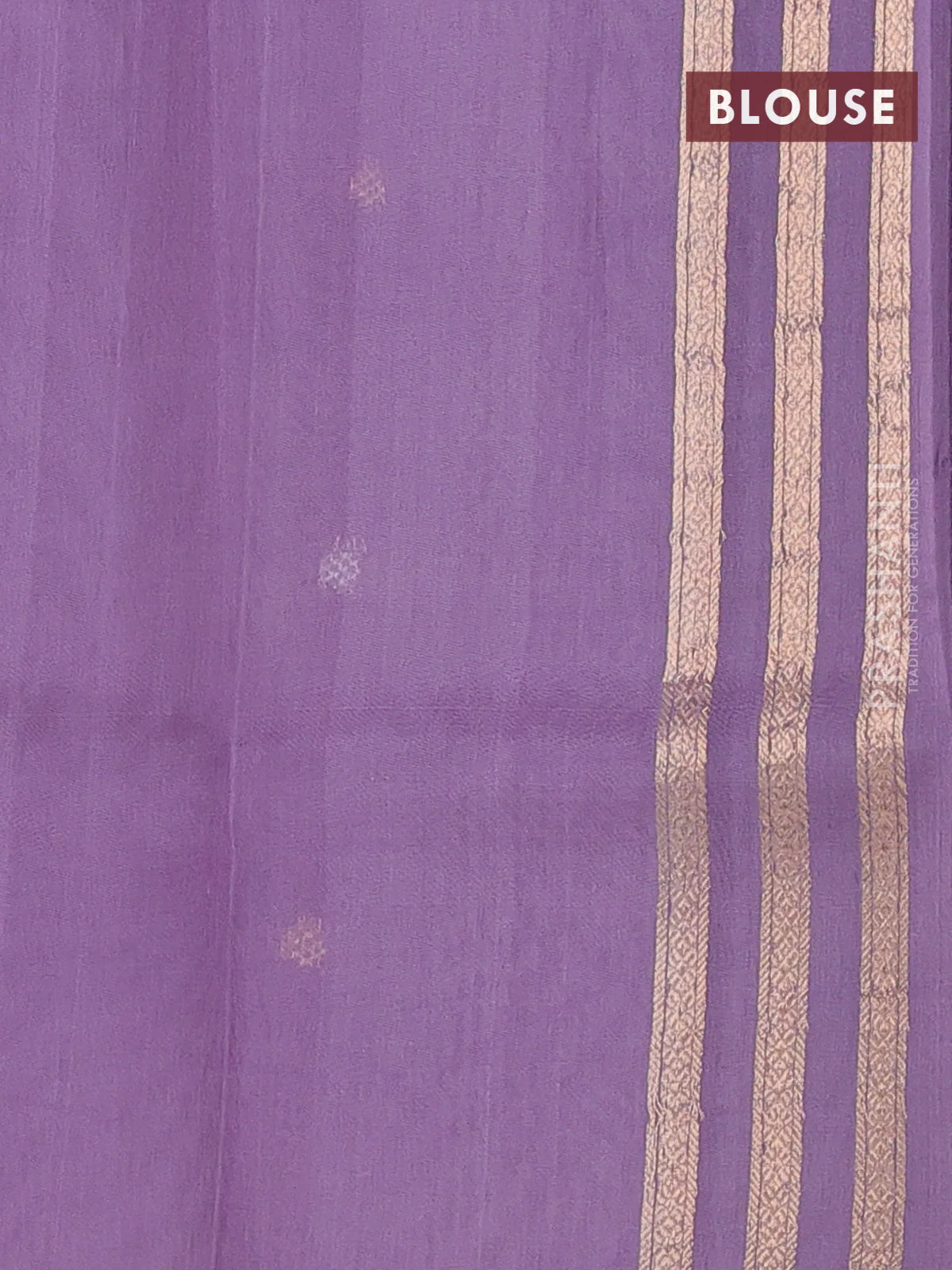 Banarasi organza silk saree lavender with rudraksha silver & gold zari woven buttas and zari woven border - Image 3