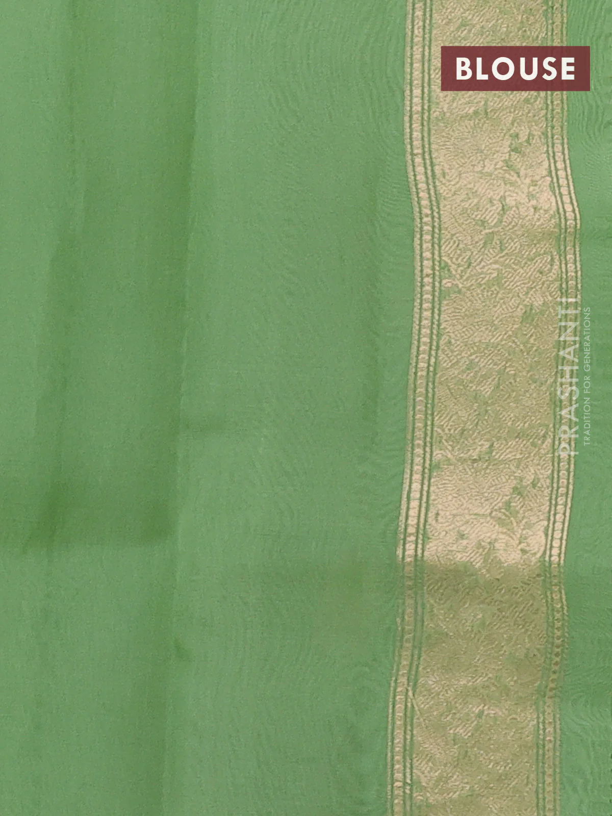Banarasi organza silk saree light green with zari woven buttas and zari woven border - Image 3
