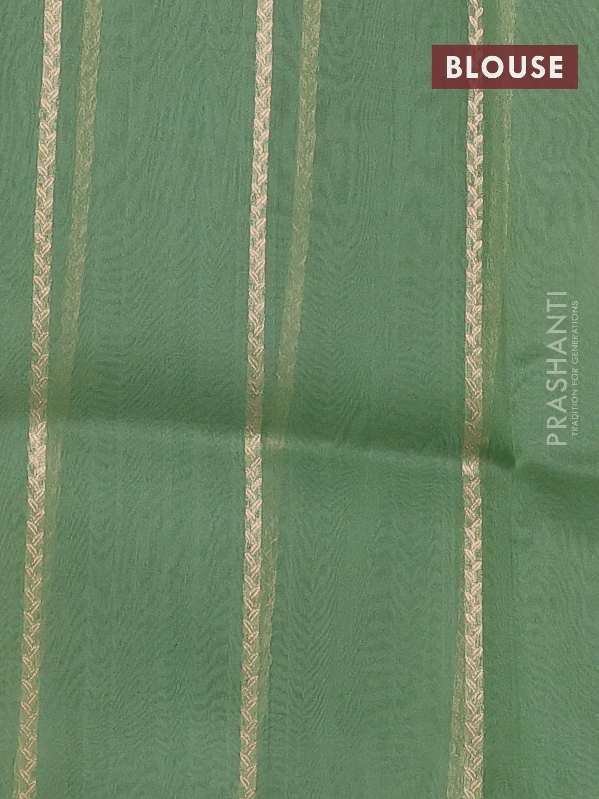 Banarasi organza silk saree pastel green with zari woven buttas and zari woven border - Image 3
