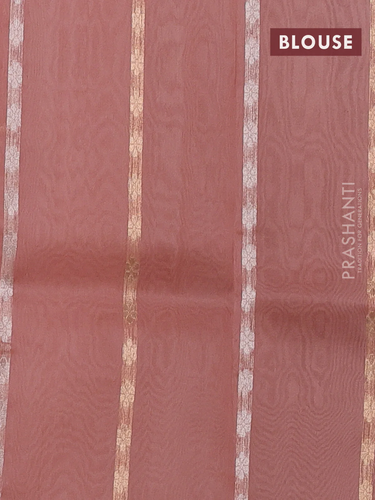 Banarasi organza silk saree pastel peach with zari woven buttas and zari woven border - Image 3