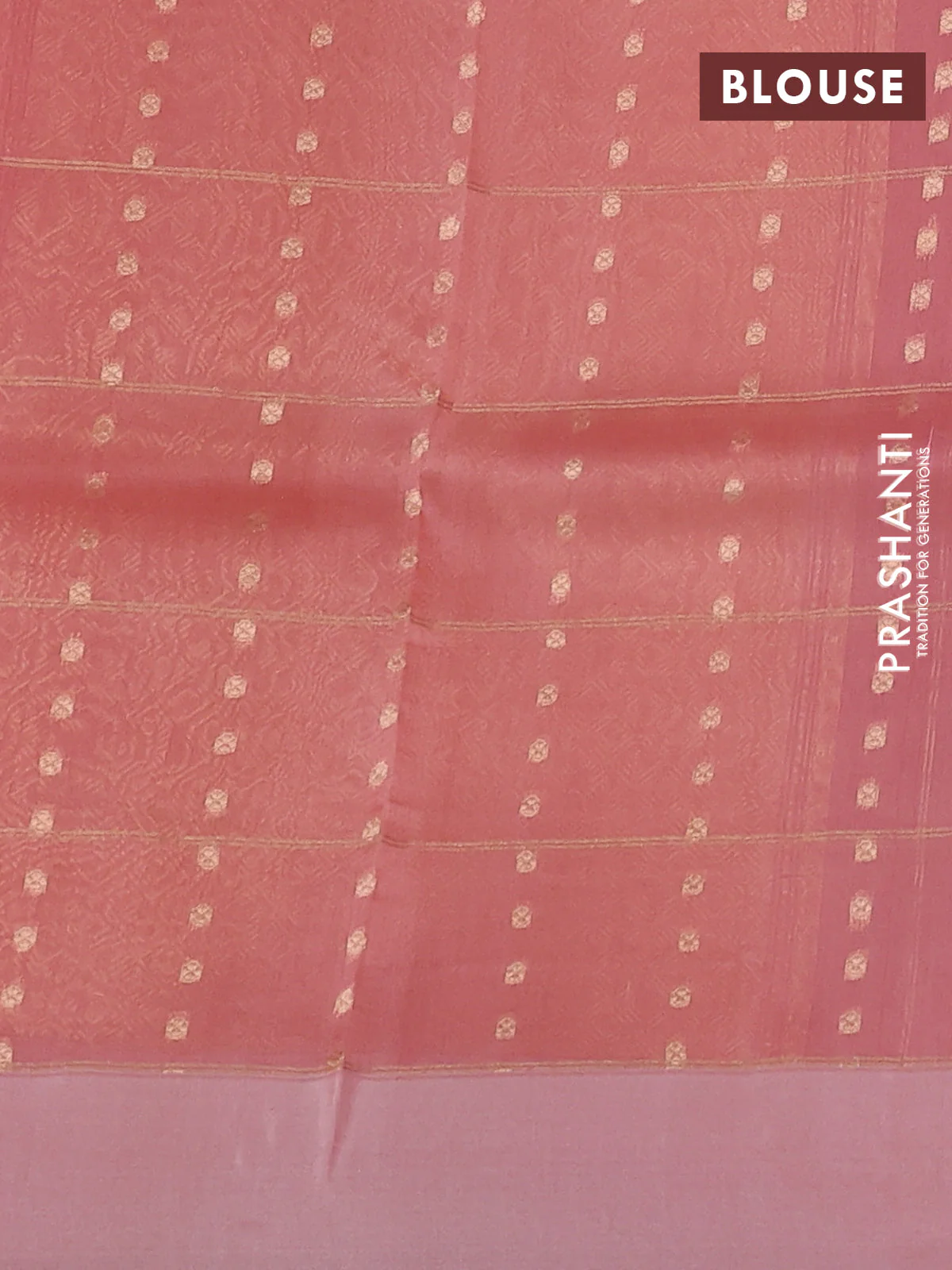 Banarasi organza silk saree pastel pink with allover zari checks & buttas and simple border - Image 3