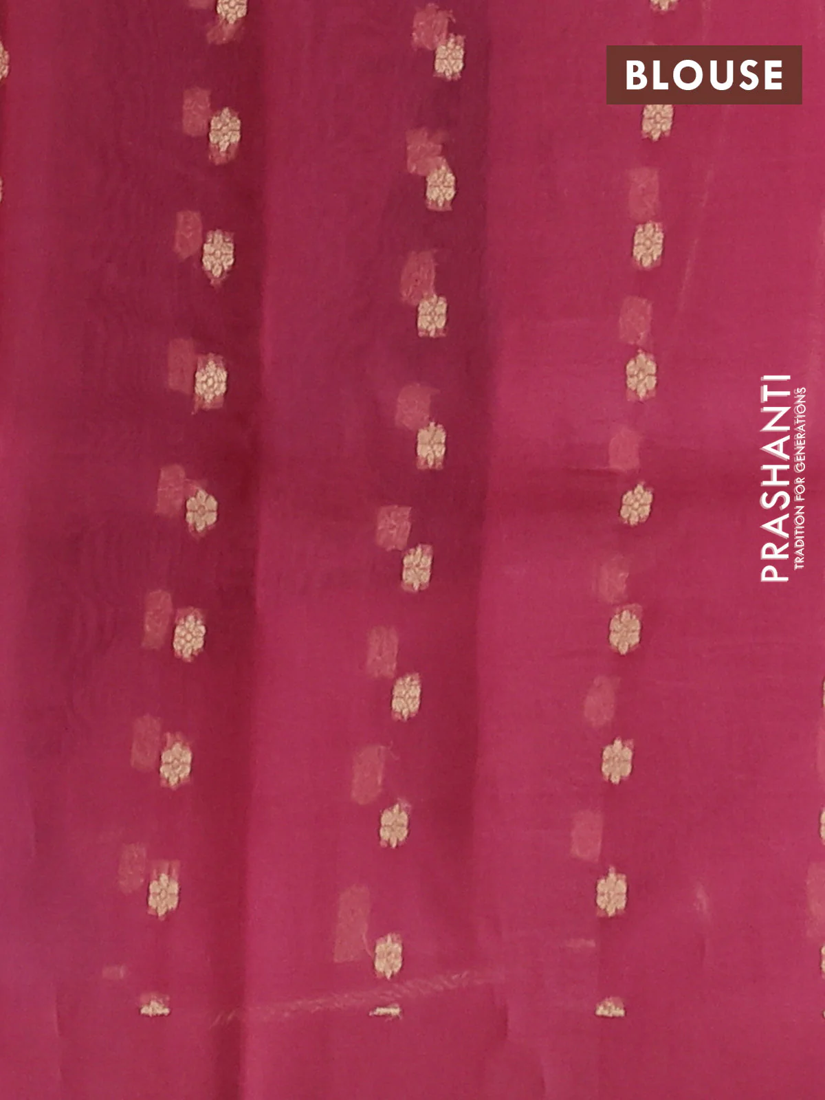 Banarasi organza silk saree peach pink with allover zari stripes pattern & buttas and simple border - Image 3