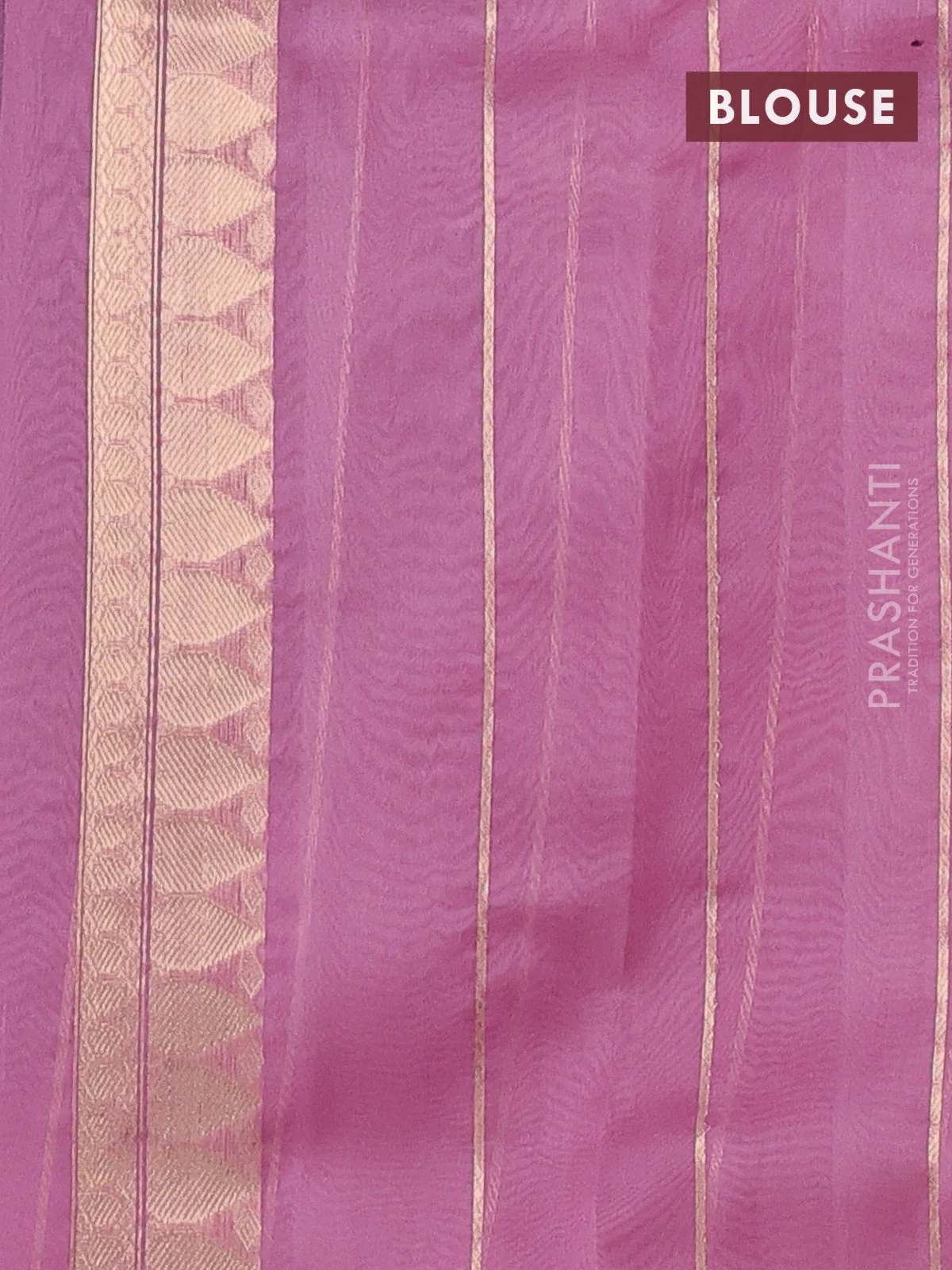Banarasi organza silk saree peach pink with rudraksha silver & gold zari woven buttas and zari woven border - Image 3