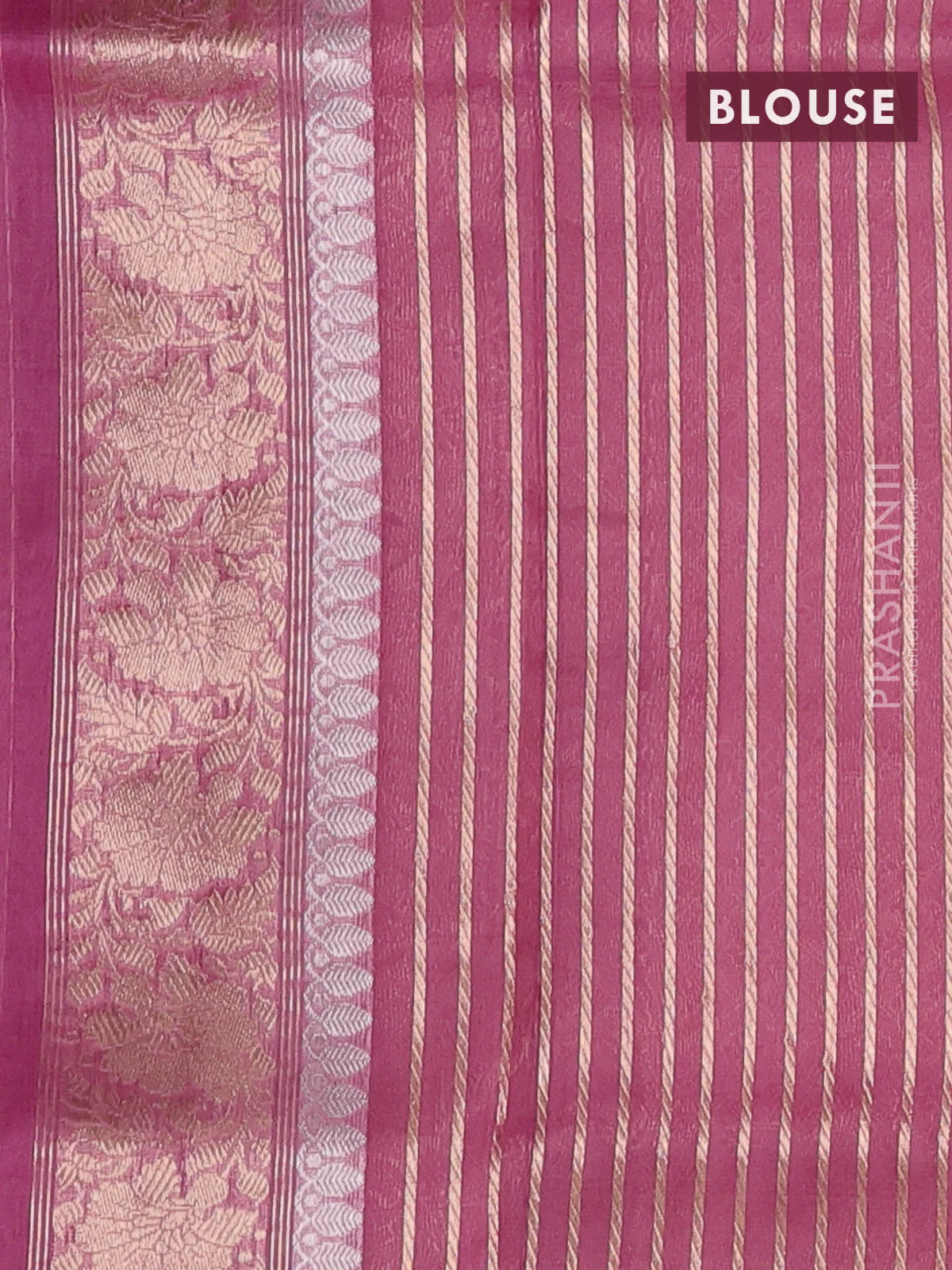 Banarasi organza silk saree peach pink with zari woven buttas and piping border - Image 3