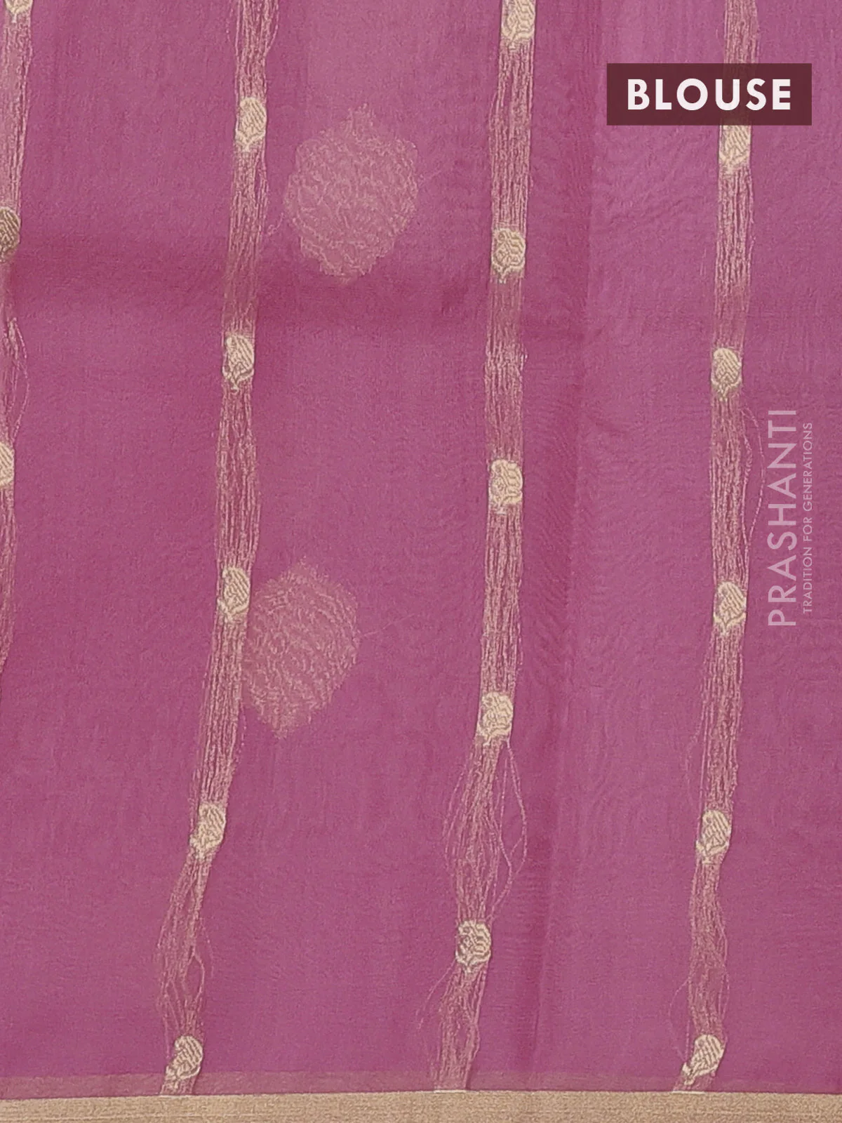 Banarasi organza silk saree peach pink with zari woven buttas and zari woven border - Image 3
