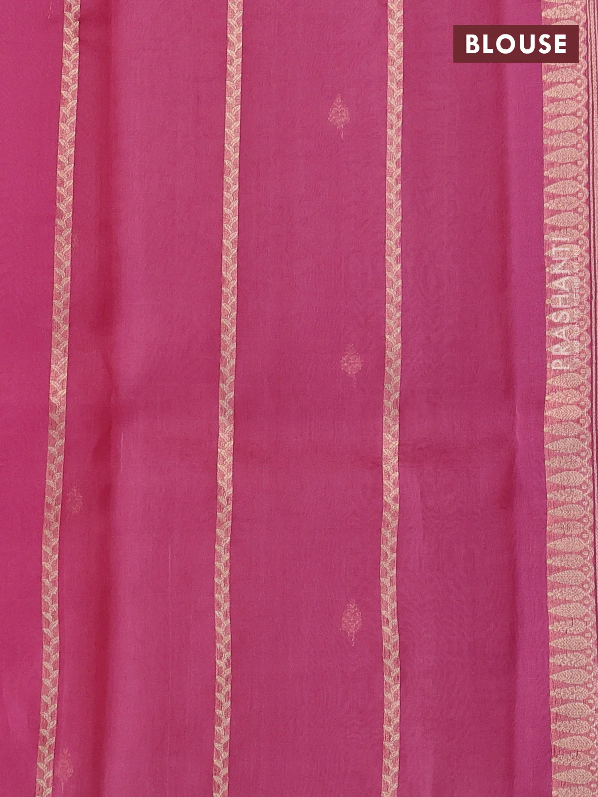 Banarasi organza silk saree pink shade with zari woven buttas and zari woven piping border - Image 3
