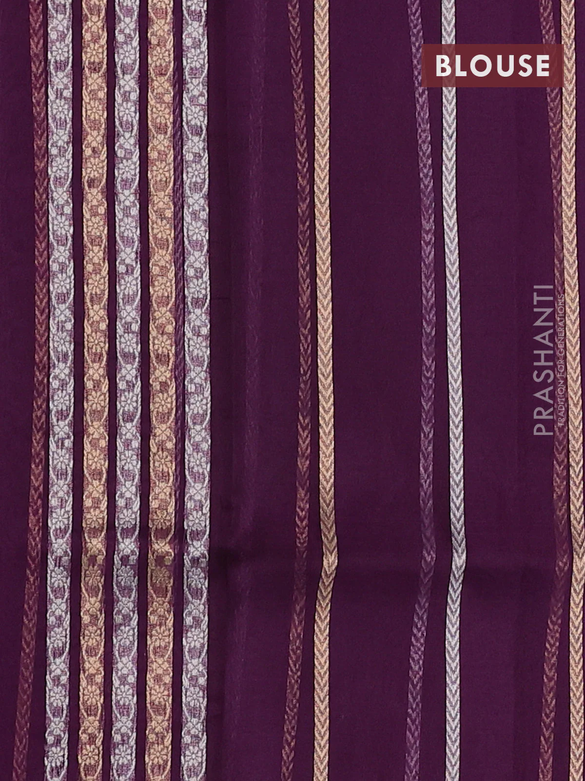 Banarasi organza silk saree purple with allover silver & gold zig zag zari weaves and zari woven border - Image 3