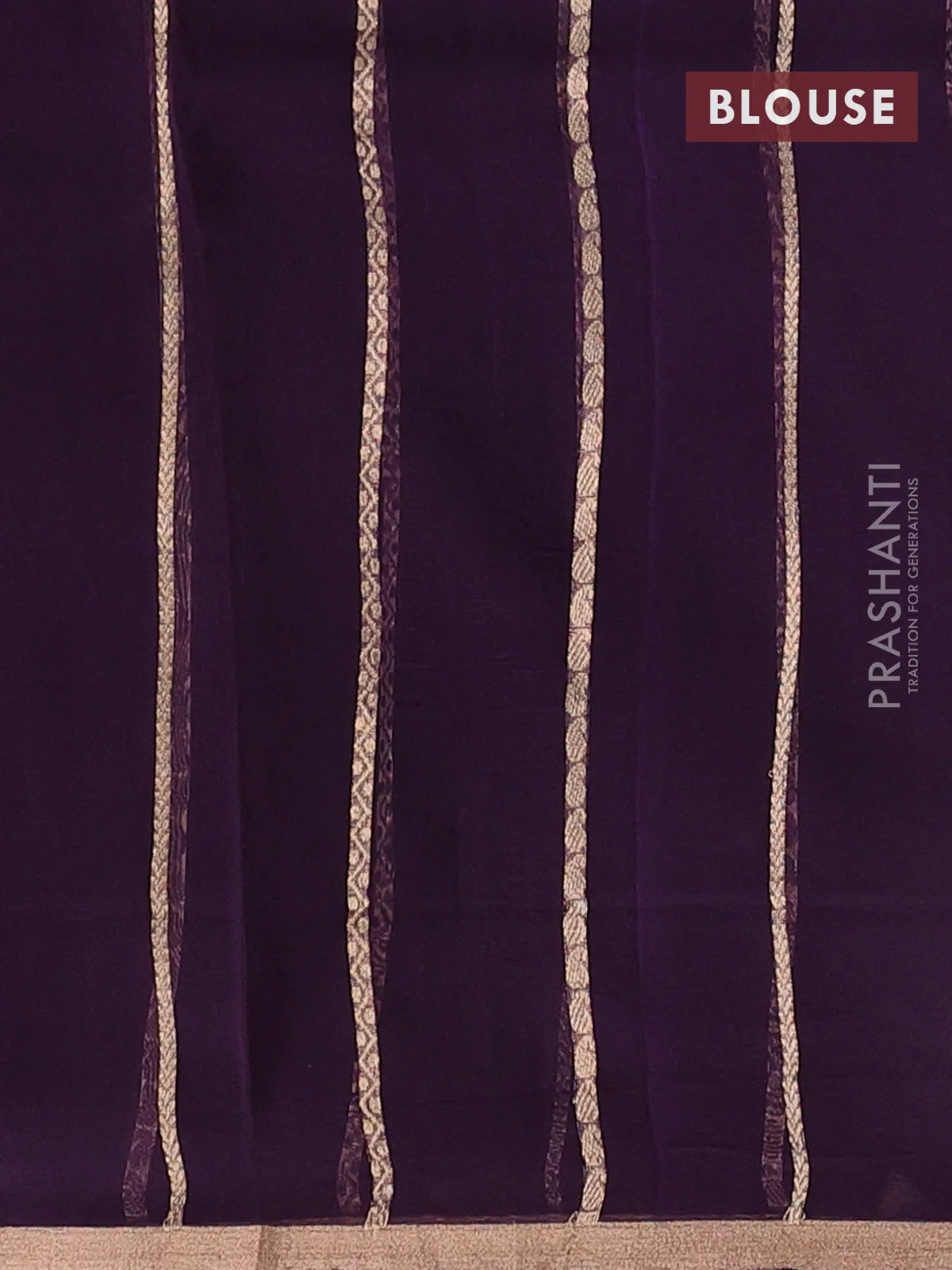 Banarasi organza silk saree purple with allover zari stripes pattern & butas and zari woven border - Image 3