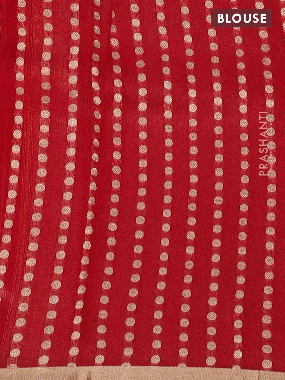 Banarasi organza silk saree red with silver & gold zig zag weaves and zari woven border - Image 4