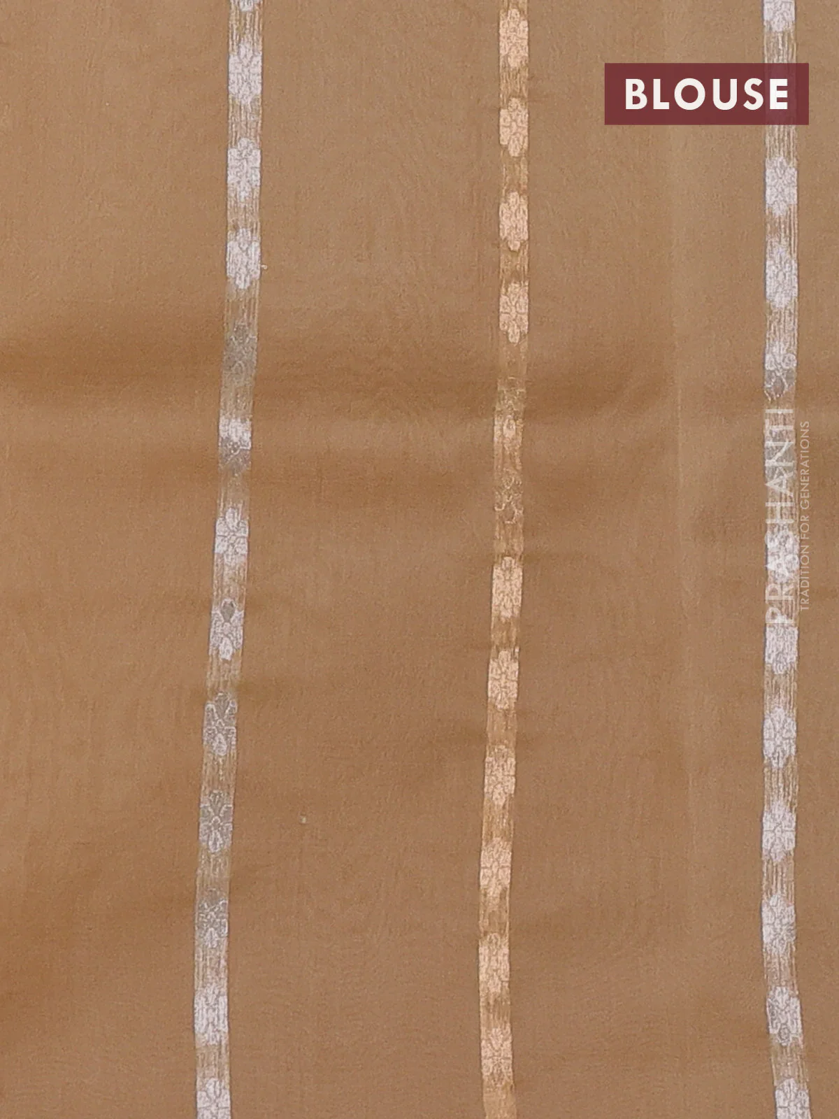 Banarasi organza silk saree sandal with zari woven buttas and zari woven border - Image 3