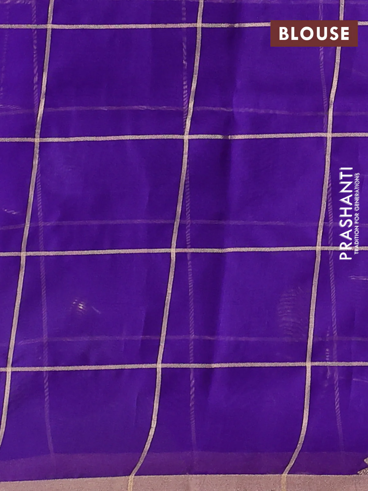 Banarasi organza silk saree violet with allover zari checks & buttas and zari woven border - Image 3