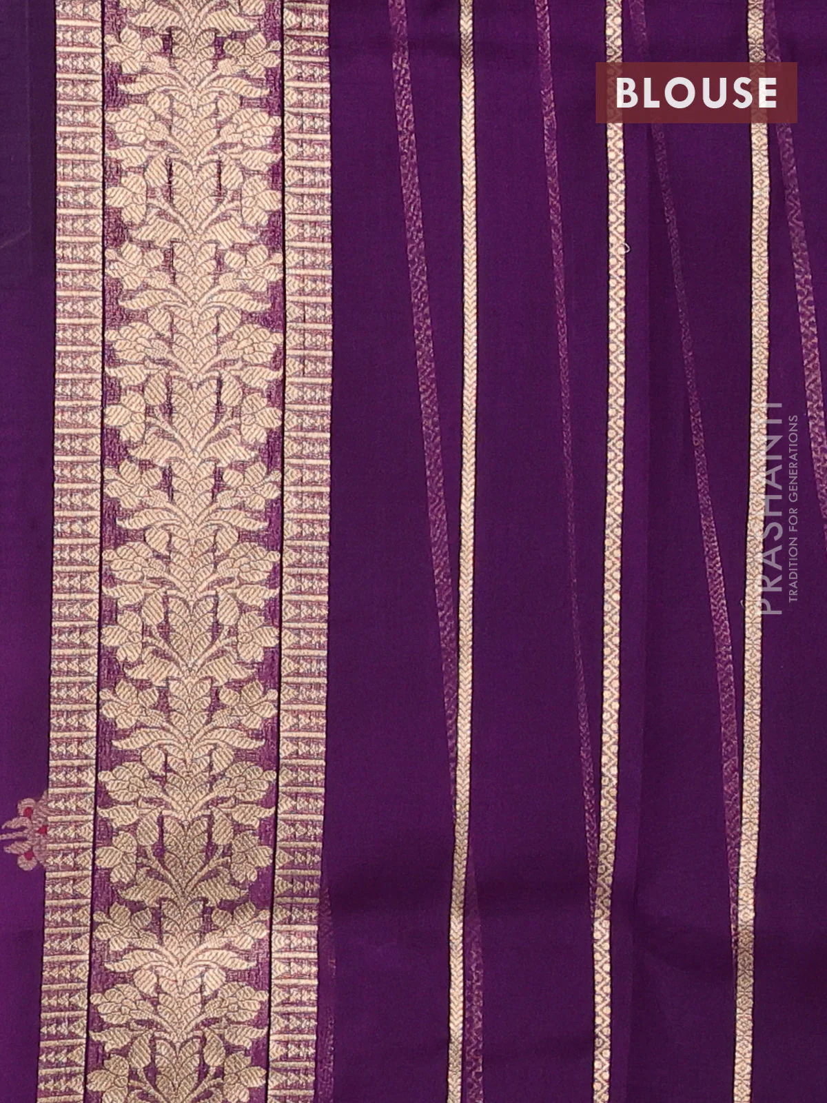 Banarasi organza silk saree violet with zari woven buttas and simple border - Image 3