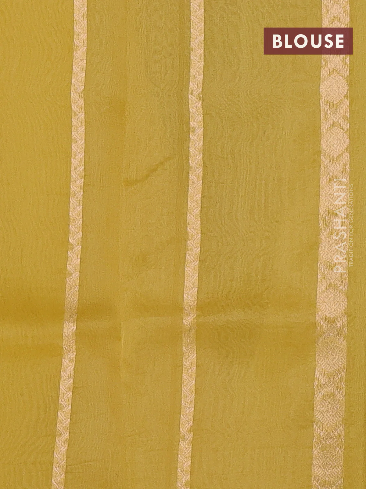 Banarasi organza silk saree yellow with zari woven buttas and simple border - Image 3