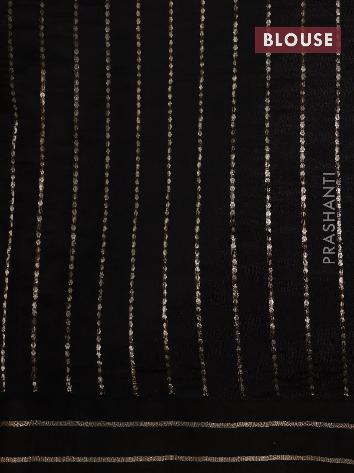 Banarasi poona silk saree black with zari woven leaf buttas and simple zari border - Image 4