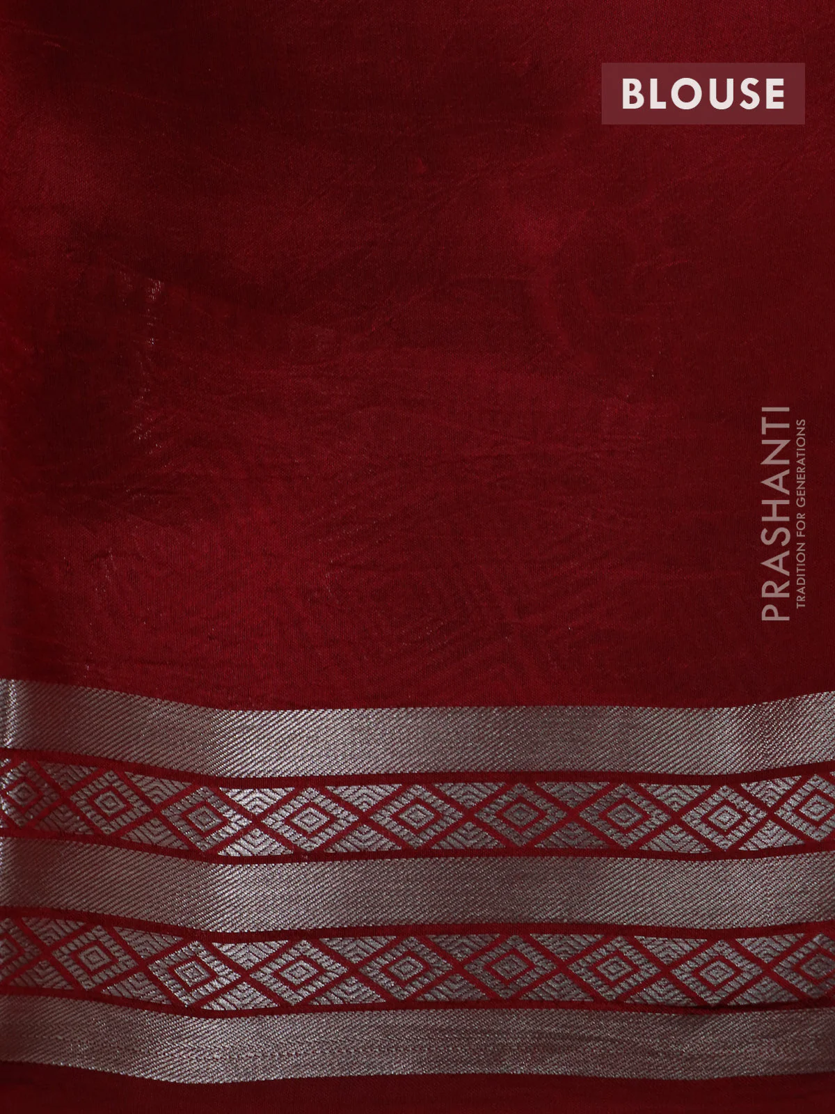Banarasi poona silk saree cs blue and red with silver zari woven floral buttas and silver zari woven border - Image 4