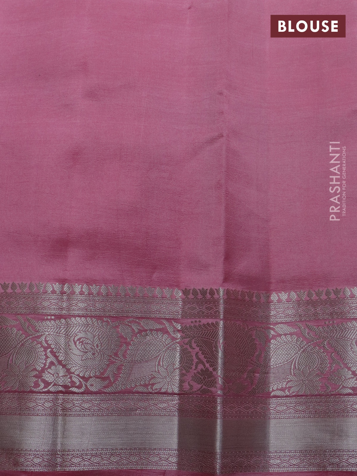Banarasi poona silk saree dark pink and peach pink with zari woven floral buttas and zari woven border - Image 4